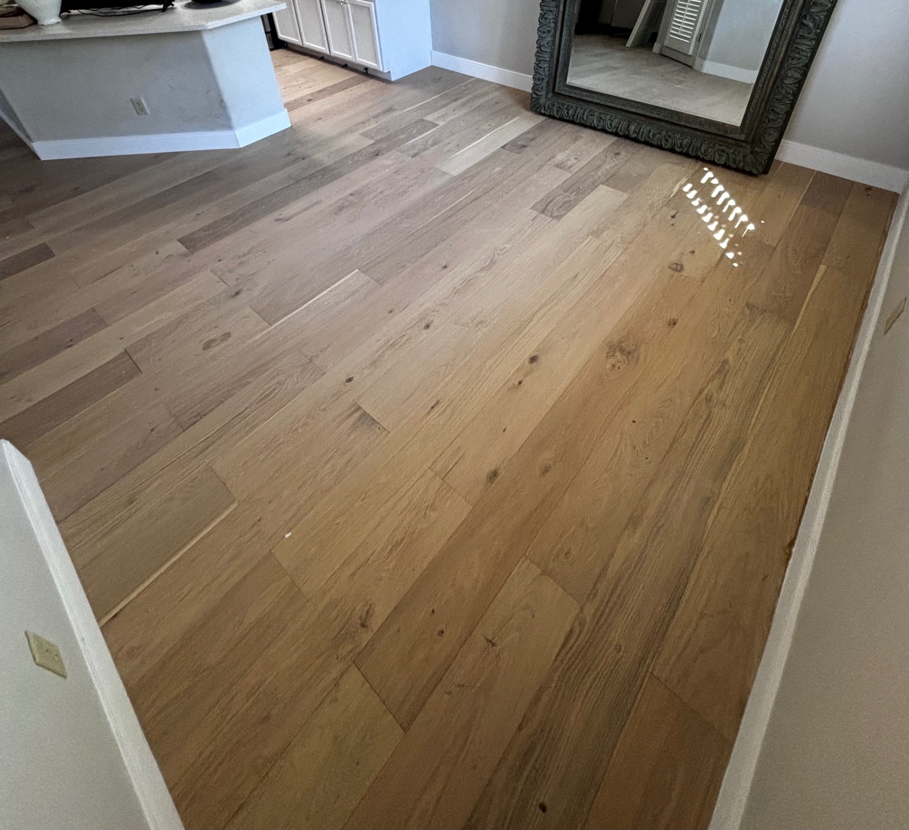 Finished hardwood flooring wide view
