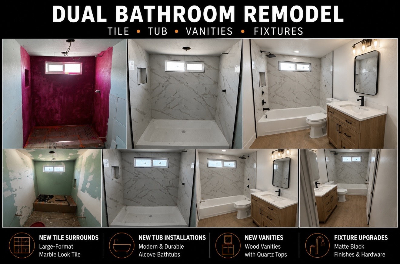 Dual Bathroom Remodel project highlights