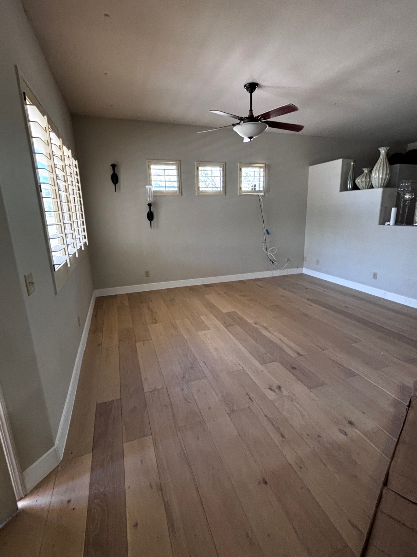 Finished hardwood flooring in living room