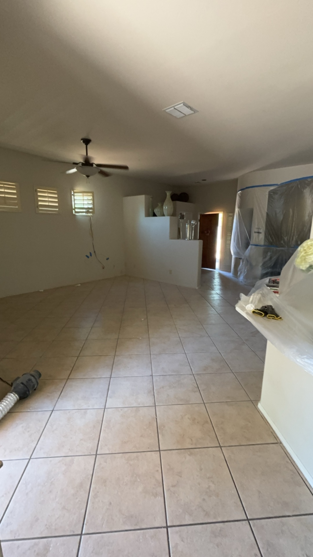 Living room with original tile flooring